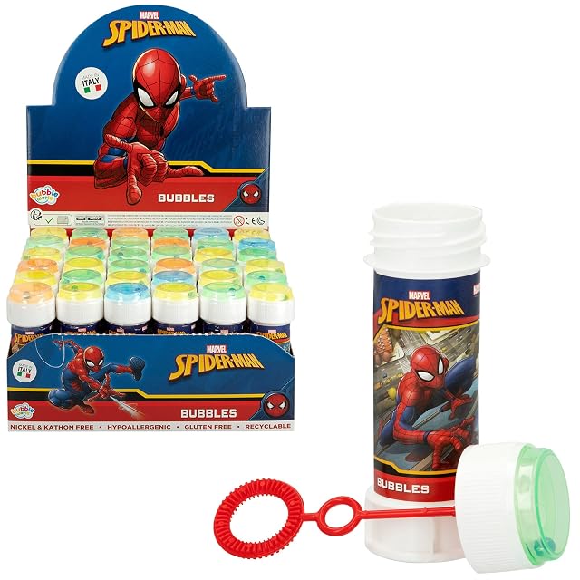 COLORBABY Pack 36 pomperos Spiderman 60 ml, Regalos cumpleaños para niños, decoración Infantil