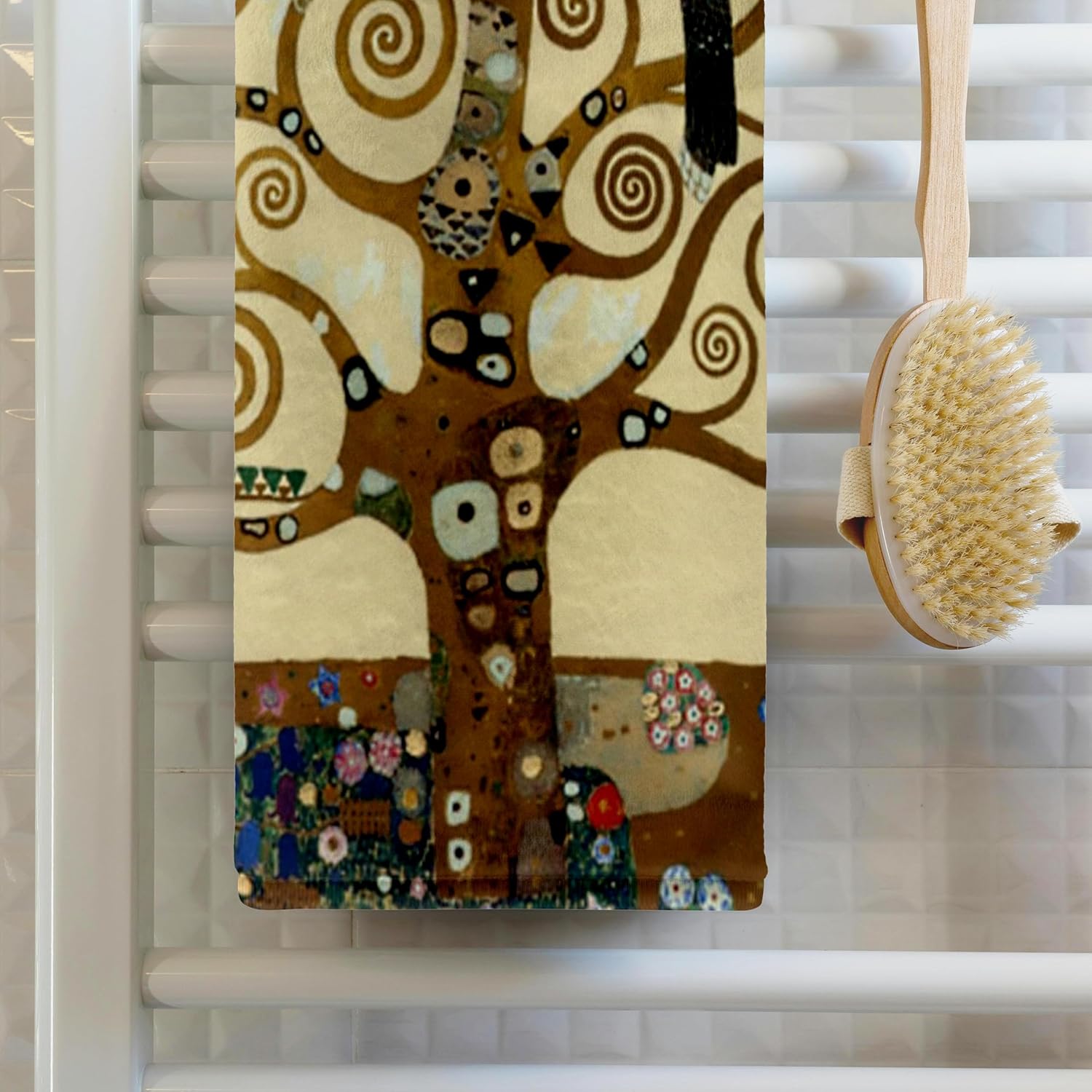 3dRose The Tree of Life 1909 by Gustav Klimt - Stylish Swirling Branches - Brown - fine Art Deco Swirls 22x30 Bath Hand Pool Towel