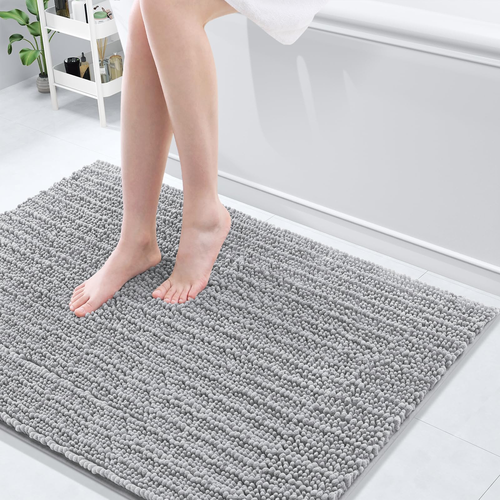 Arotive Luxury Bathroom Rugs 40x32, Extra Soft Thick Absorbent Shaggy Chenille Bath Rugs, Non-Slip Machine Wash Dry, Bath Mats for Bathroom Floor, Tub