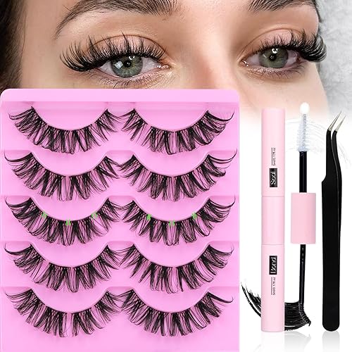 Kit de extensión de pestañas naturales, kit de extensión de pestañas para autoaplicación, kit de extensiones de pestañas en racimo con unión de