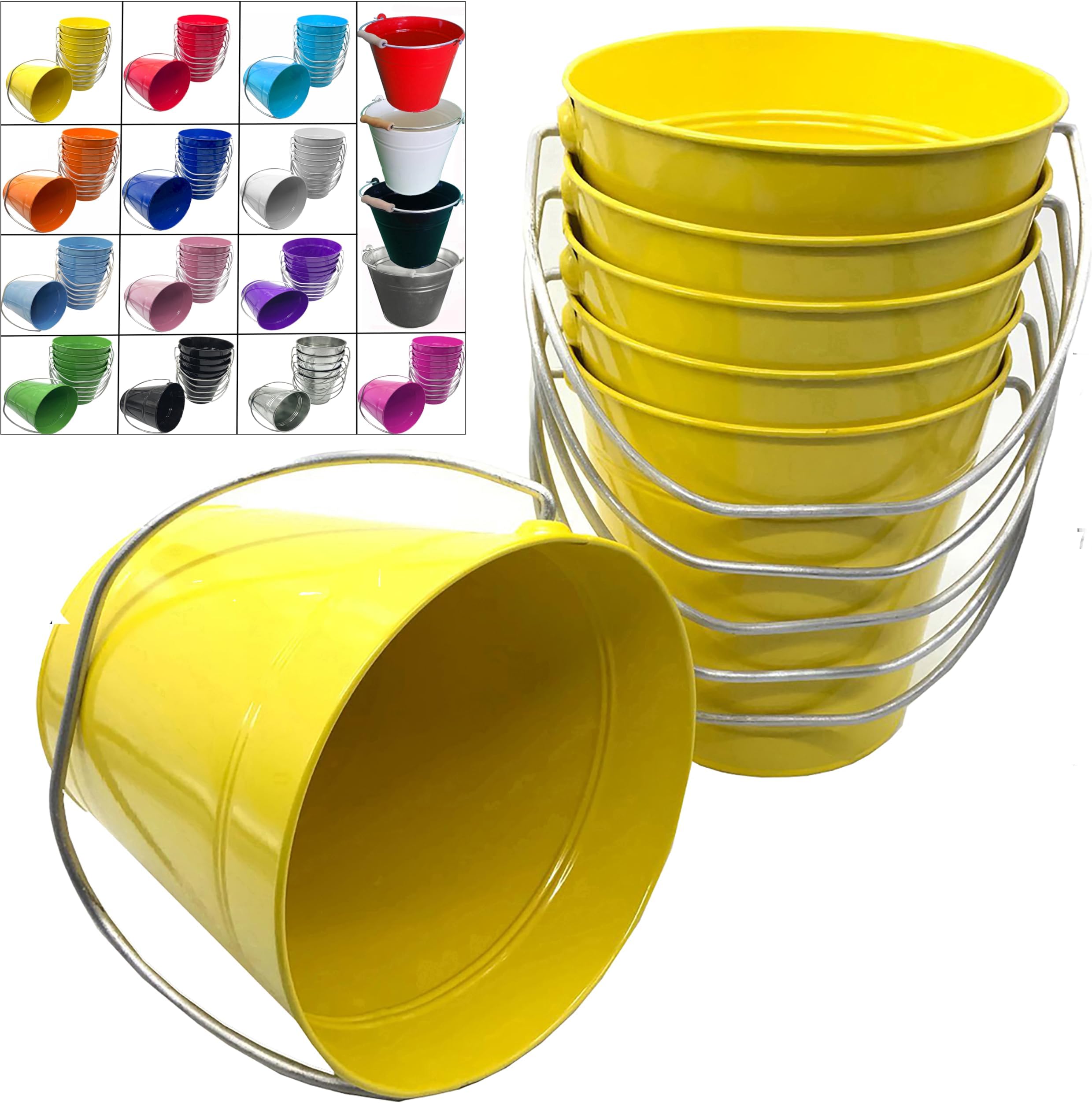 PATIKIL 4.7 Inch Colored Metal Buckets, 2 Pack Pencil