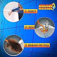 Vista 4 de FlexiSnake Herramienta para eliminar obstrucciones de pelo de serpiente, comadreja de drenaje, tubería, baño, limpiador de drenaje de bañera, 30