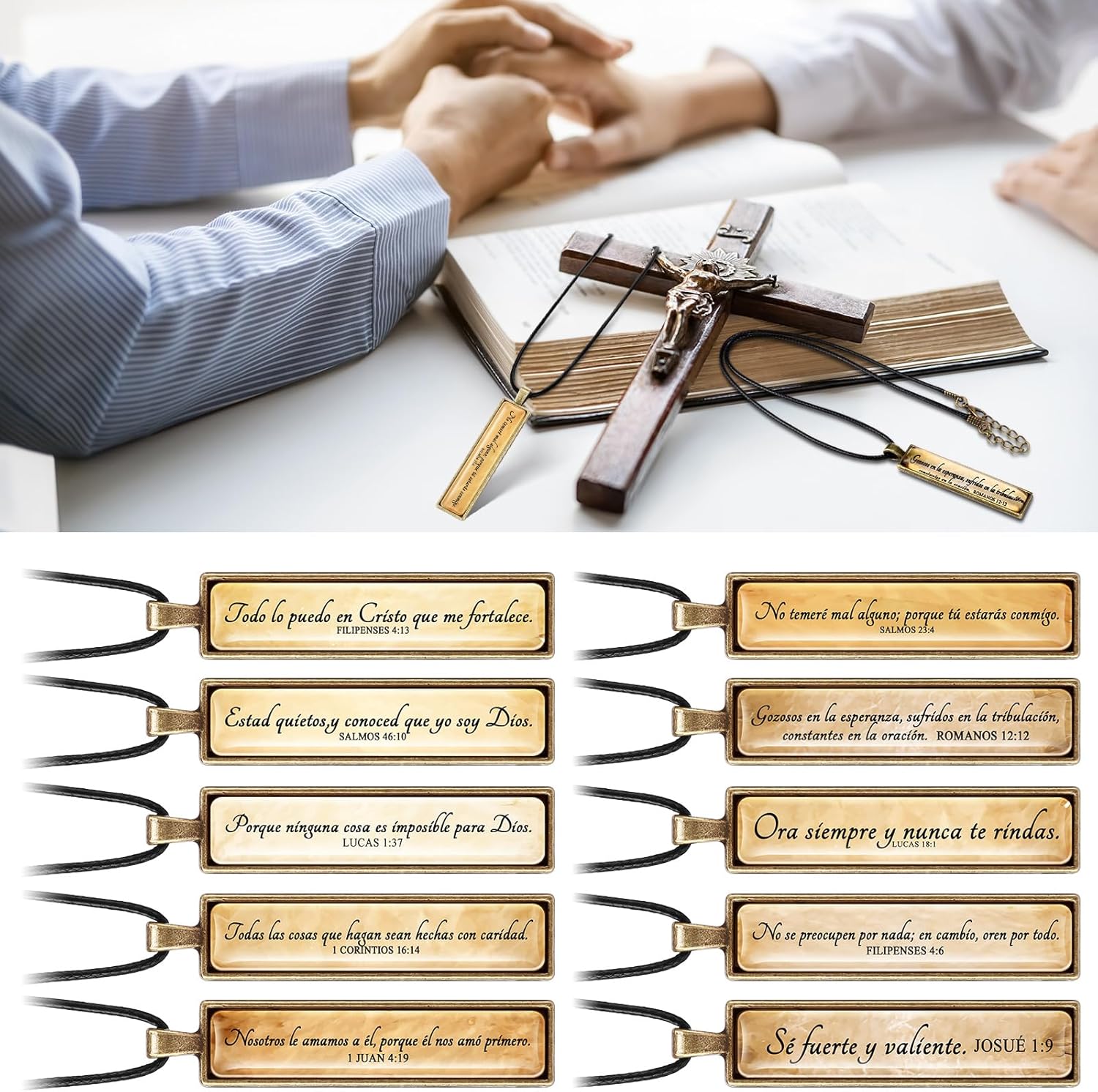 Sureio Christian Gifts for Women Men Christian Necklace Bulk Vintage Bible Verse Bar Necklaces Faith Religious Jewelry for Employee Appreciation Church Sunday School Teacher Mother - Image 5