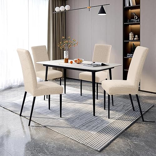 Miniatura 2 de YISUN Juego de 4 fundas para sillas de comedor, fundas elásticas de jacquard para sillas, fundas para sillas Parsons, extraíbles y lavables, fundas