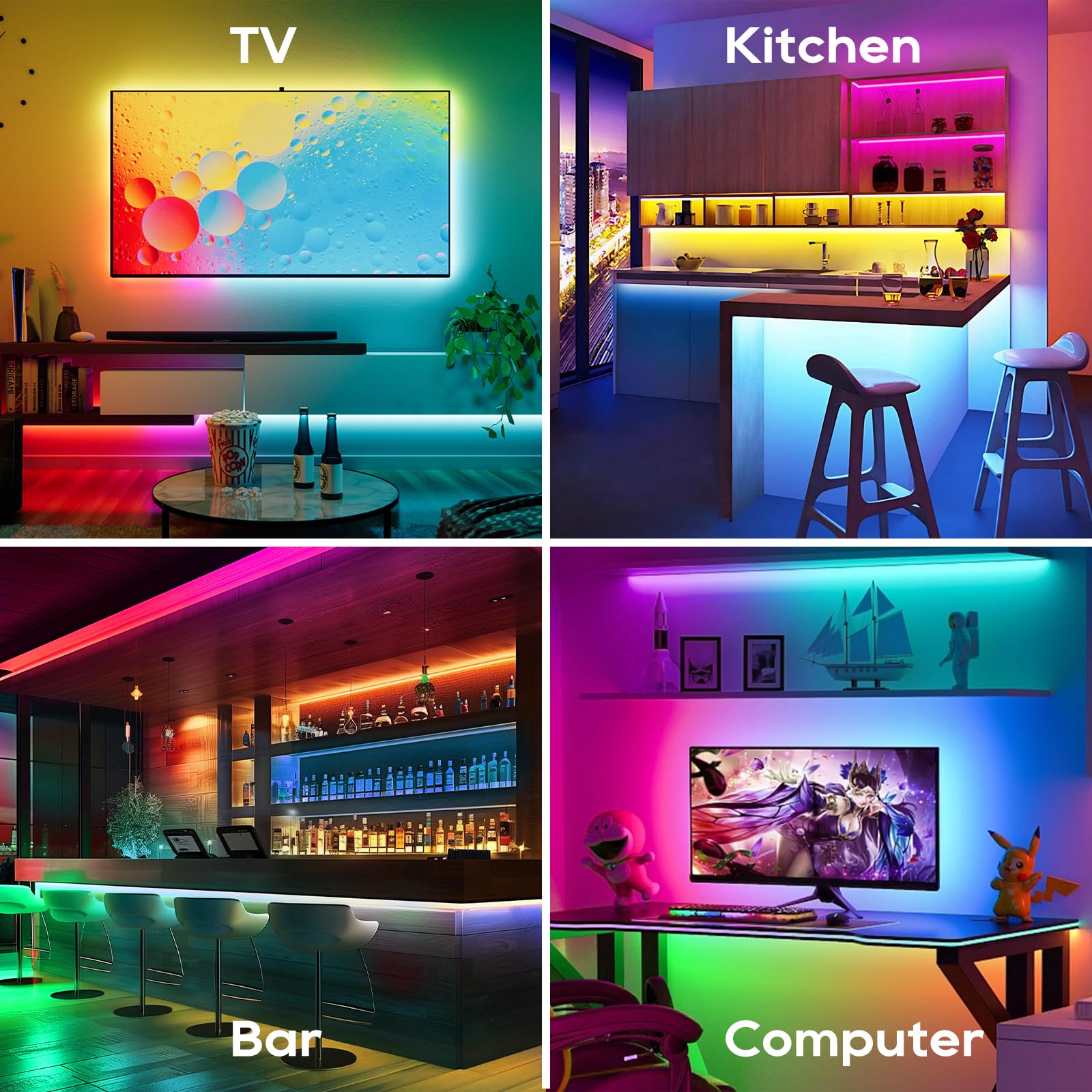 Led Strip Lights 3 m, Licht Strips met Smart App Control Afstandsbediening, Muziek Sync Kleur Veranderen Timing Functie voor 45-65 inch TV, USB LED TV Backlights voor Kamer Xmas Decor