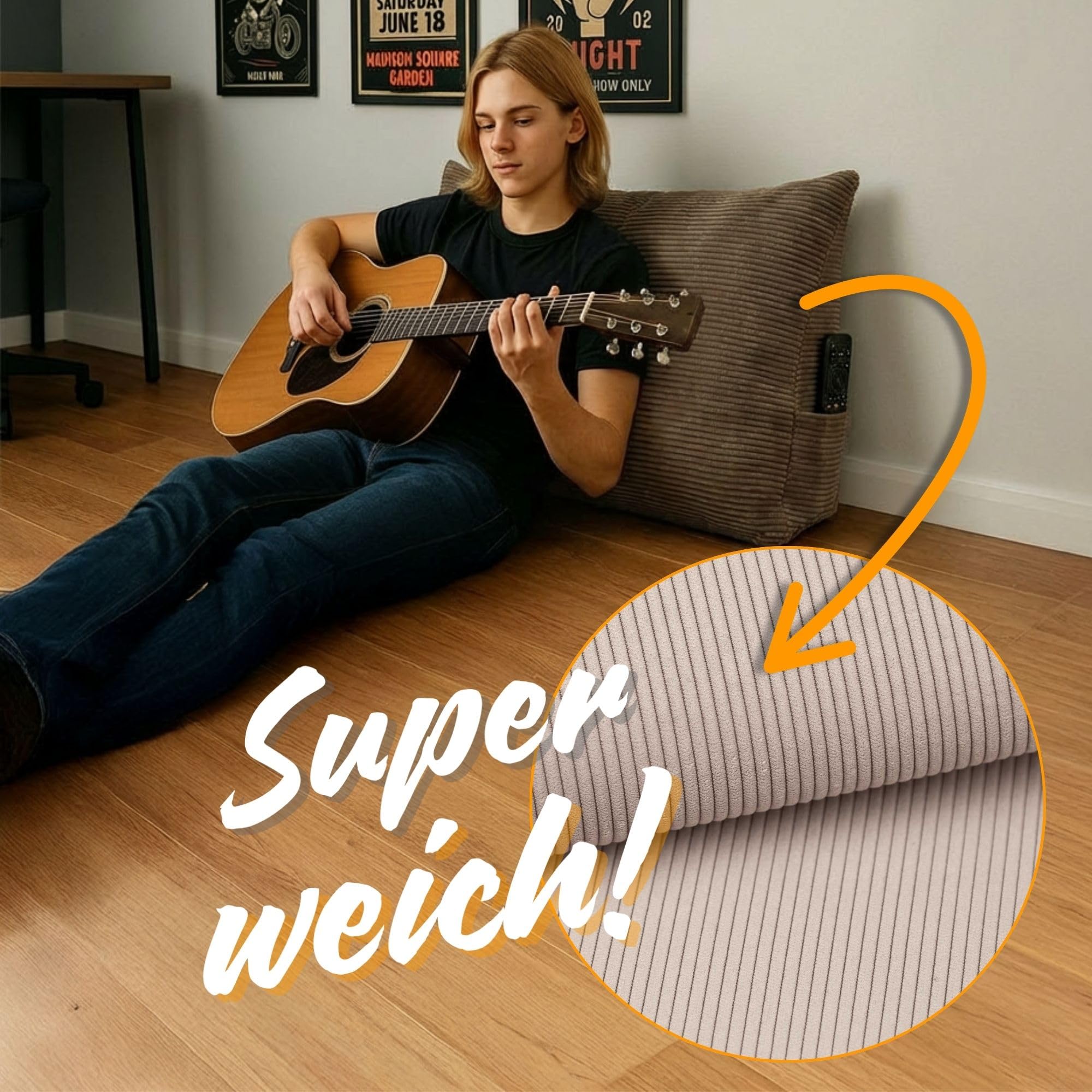 Amazinggirl Coussin de Lecture pour lit Sofa et canapé 70 cm - Grand Dossier de lit Triangulaire – Oreiller de Lecture Appui pour Le Dos Coussin canape pour Lire Le Soir Gris Clair – Velours côtelé