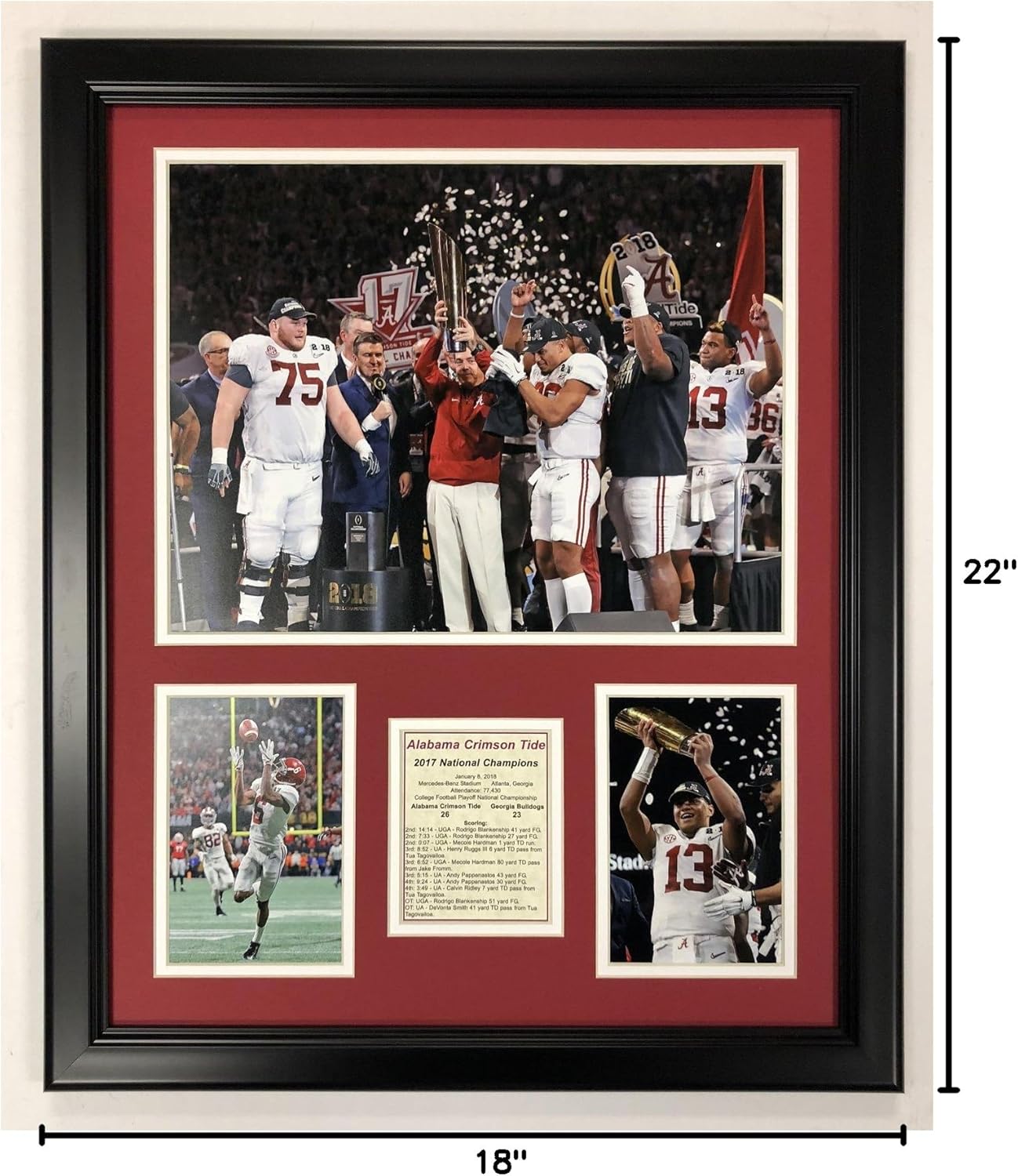 Legends Never Die NCAA Alabama Crimson Tide 2017 Cfp National Champions Framed Photo Collage, 18 x 22, (20387U)