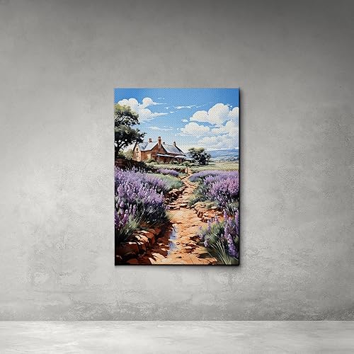 Fields of Lavender, Watercolor Provence Landscape and Lavender Field, Watercolor Prints of Serene Beauty, Canvas Prints, Home Decor