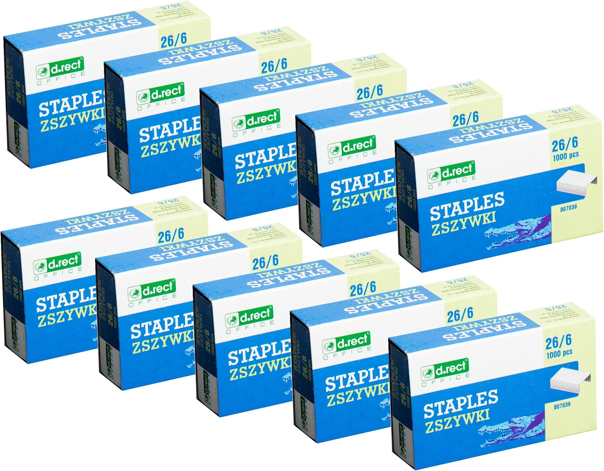 D.RECTStaples 26/6 - Staples for Office Staplers - Packaging 10,000 Pieces, 10 x 1000 Pieces