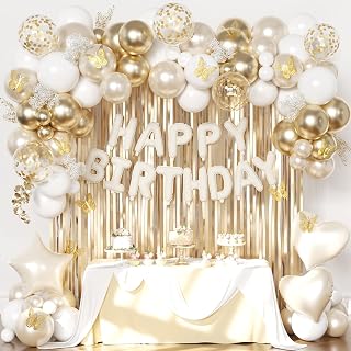 CROSSFINGERS white and gold birthday decorations