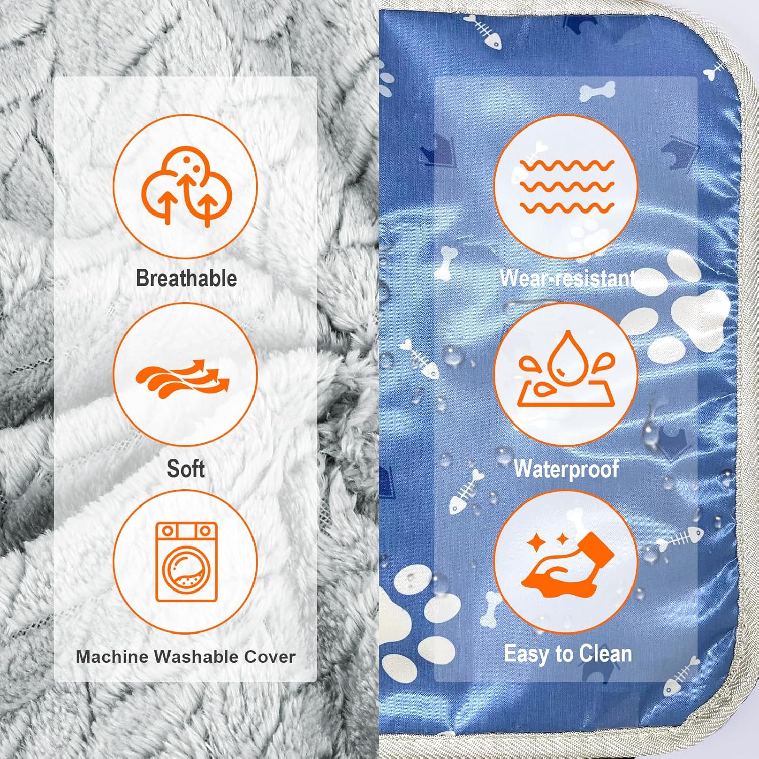 ENJOY PET Pet Heating Pad for Cats Dogs, Heated Dog Bed Indoor Dog Heating Pad with Chew Resistant Steel Cord, 12 Level Timer and Temperature Heated Pet Bed Electric Warming Blanket (28''x18'')