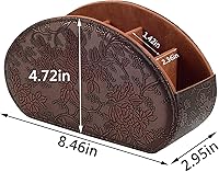 Vista 4 de Leather Remote Control Holder TV Remote Caddy Store Box, Bedside Table Organizer for Controller, Media Player, Brush, Glasses, Note Paper and Pen