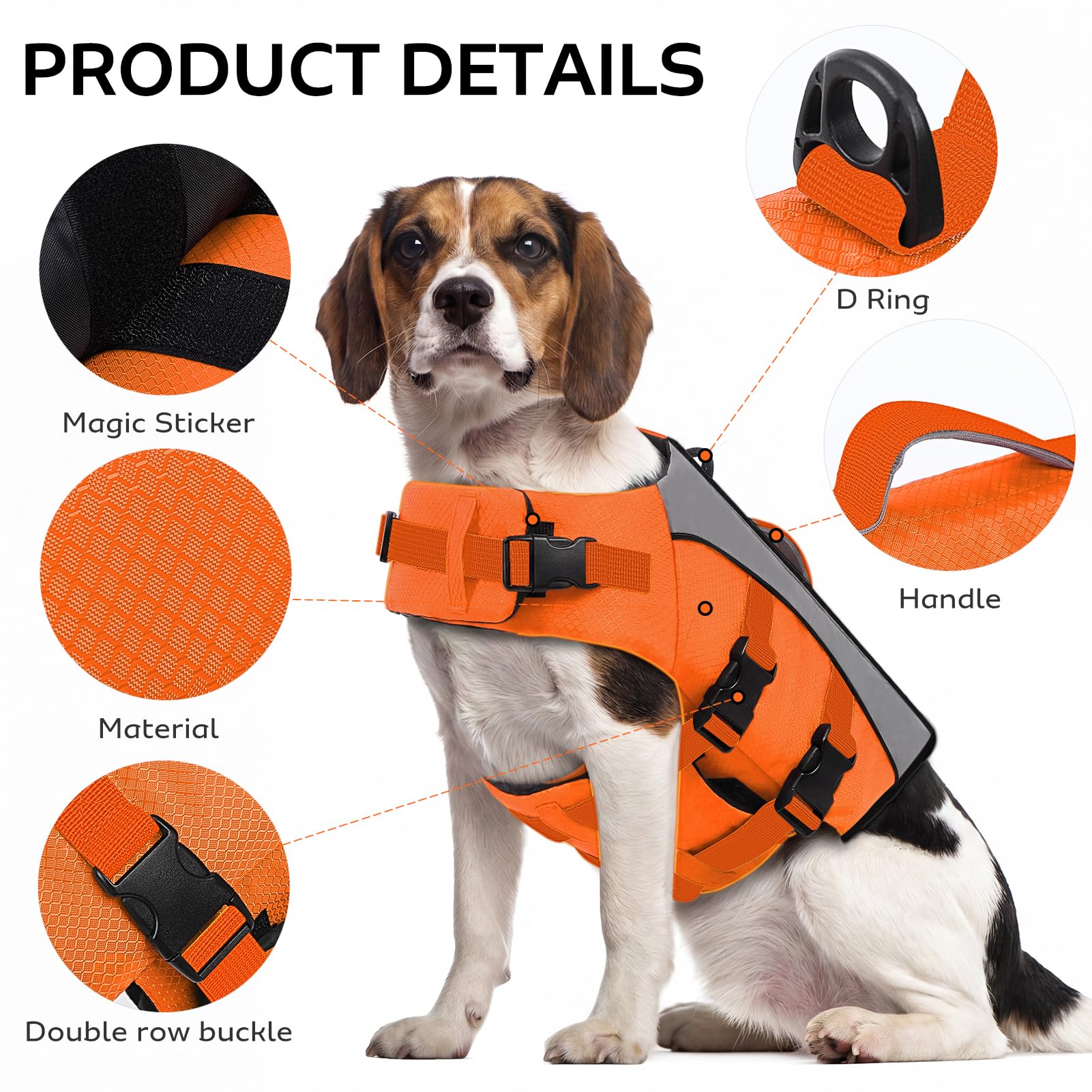 CITÉTOILE Gilet de Sauvetage Chien Veste Flottante Réfléchissante Orange S