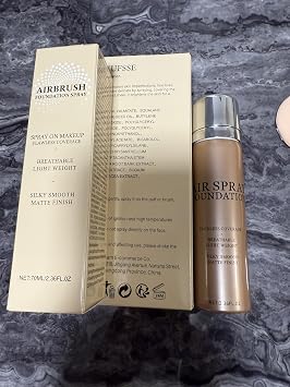 Airbrush Foundation Makeup,Waterproof Foundation for Mature Skin,Silk Flawless Airbrush Makeup,Hydrates and Moisturizes,Buildable Coverage for Smooth Radiant Skin (06 Light Medium)