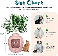 Vista 120 de Good Pet Stuff Kit original de caja de arena oculta y forro reutilizable, maceta redonda cerrada con plantas artificiales, sistema de filtro de olor