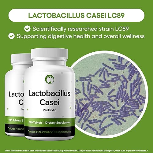 Miniatura 2 de Natural Foundation Supplements Lactobacillus Casei Suplemento probiótico 240 tabletas 3 mil millones de CFU de probióticos para hombres y mujeres