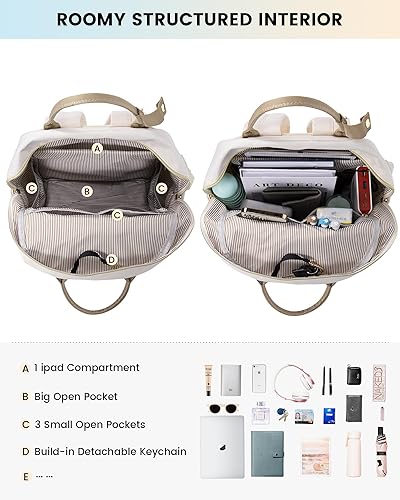 Miniatura 3 de LOVEVOOK Mini mochila para mujer, mochila pequeña, bonita mochila a la moda, Caqui y beige, Moda