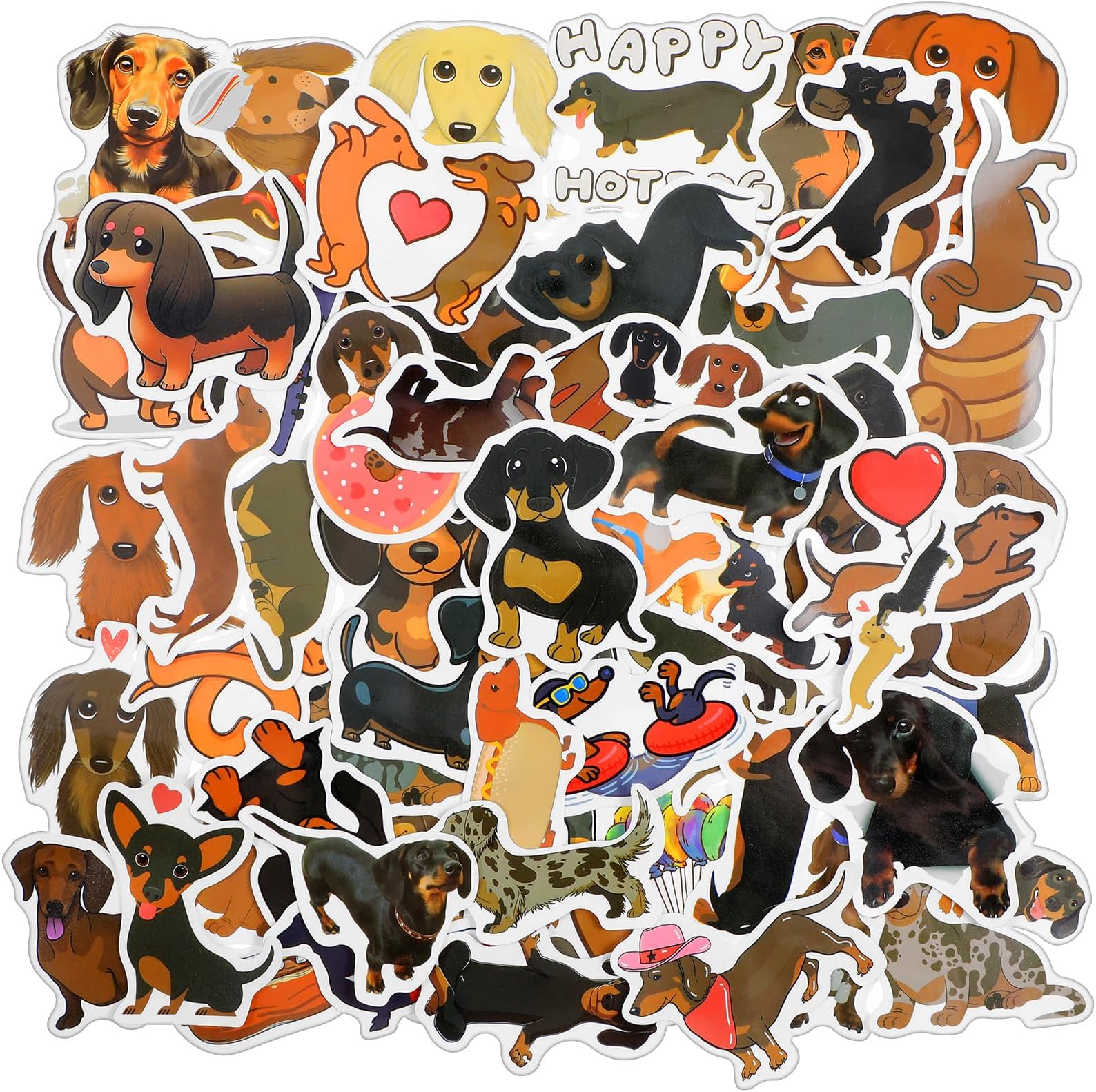 120 Pcs Dachshund Stickers Kawaii Dog Stickers Waterproof Vinyl Decals Sausage Pet Puppy Sticker for Water Bottles Gift DIY Bike Luggage Phone Case Laptop Scrapbook Skateboard Phone