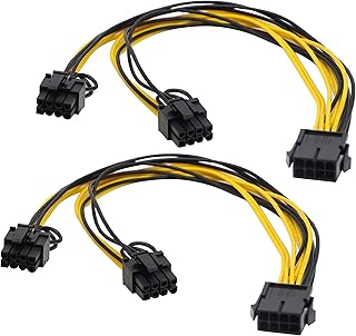 zdyCGTime 2 Pack 8Pin PCI-E PCI Express Graphics Video Card 8 Pin GPU VGA Female to Dual 8Pin (6+2) Pin PCI-E Male Y Splitter Power Extension Cable 8 Pin GPU molex for Graphics Card BTC Miner (30CM)