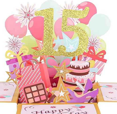 Vista 76 de CIEHER Tarjeta desplegable de cumpleaños número 17 para niñas, tarjeta de felicitación 3D de feliz cumpleaños de 17 años, regalos únicos