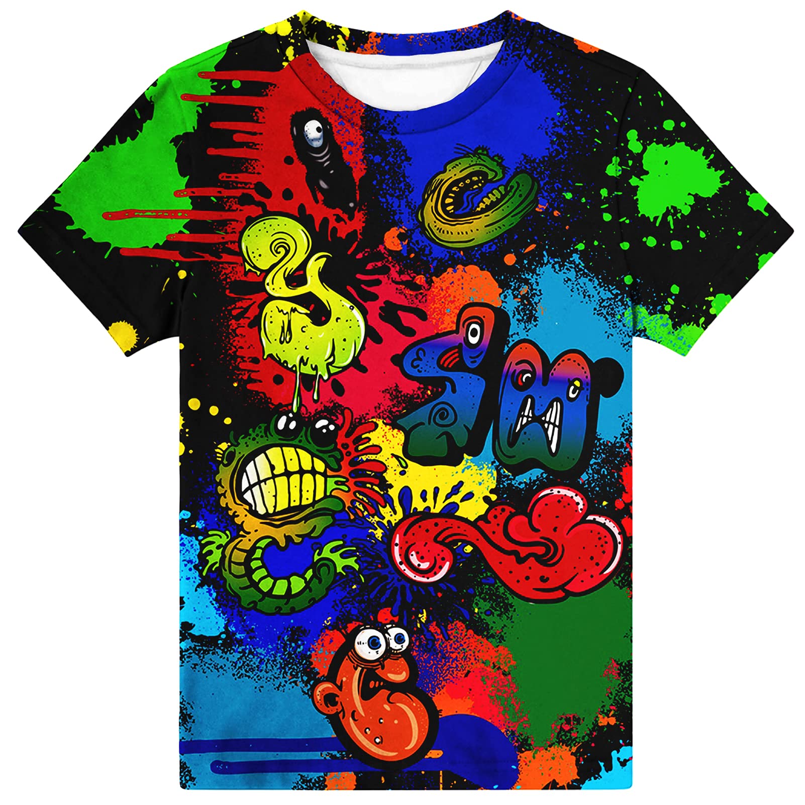 HgvoettyBoys Girls 3D Shirts Graphic Kids T-Shirt Crewneck Short Sleeve Top Tees for 6-16 Years