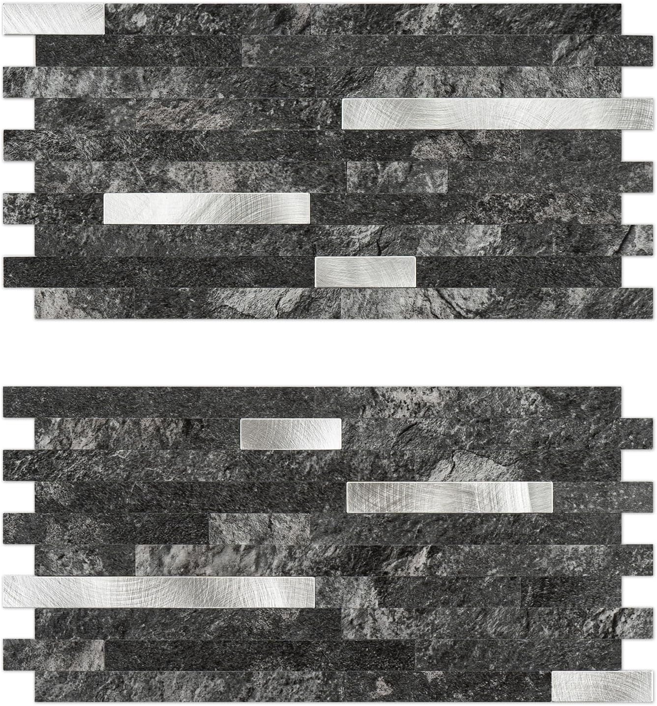 20-Sheet Black Marble Peel and Stick Backsplash - 12.1" x 5.9" Thickened 3D Subway Tile Wall Tiles - 1.4X Coverage Area Grout-Free Stick on Tile for Kitchen Fireplace (9.4 Sq.Ft)