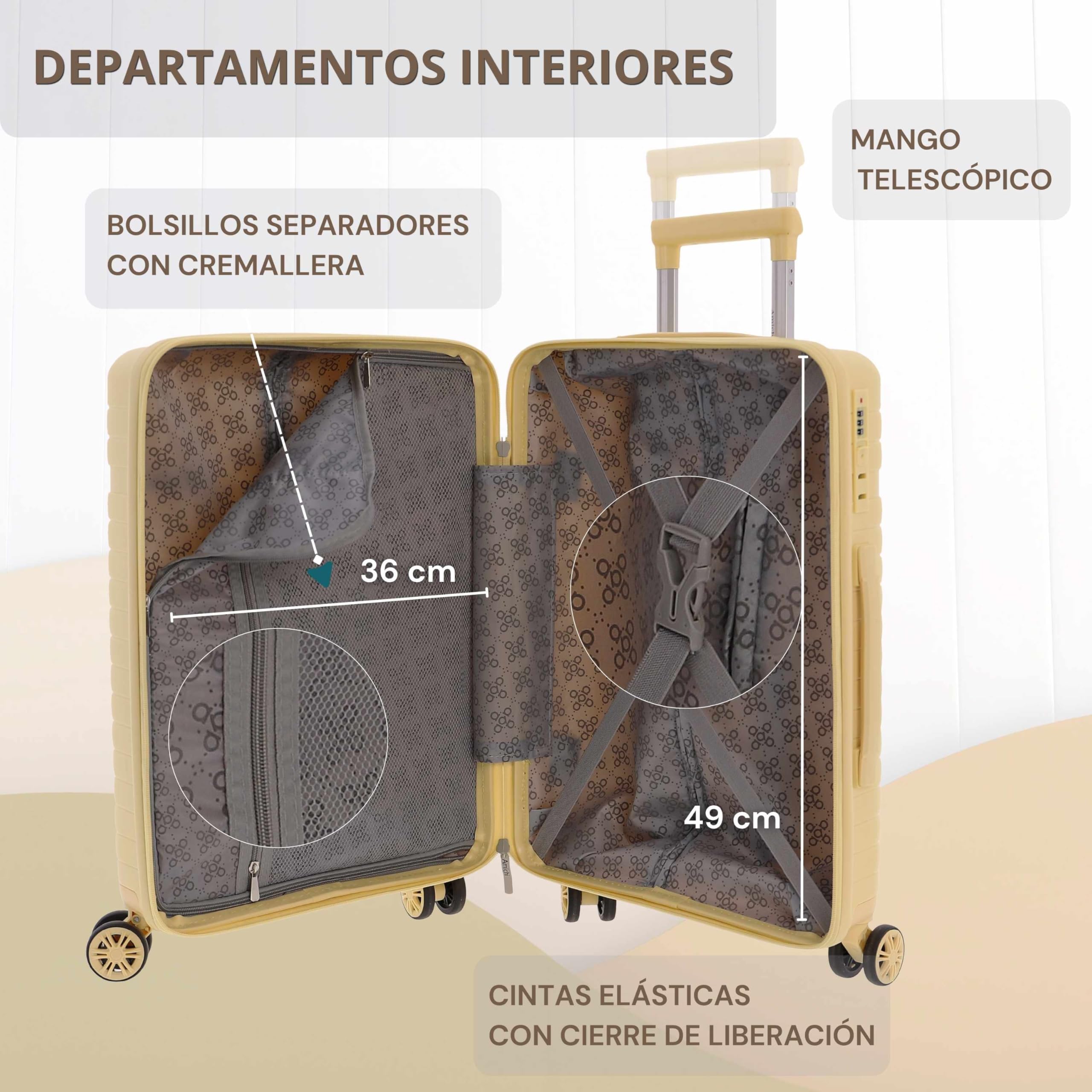 AMICHI - Maleta Cabina 55x40x20- Maletas de Viaje - Maletas de Viaje Cabina Apta para Ryannair- Trolley Equipaje para Avion Resistente con 4 Ruedas de 360º y candado TSA - 5