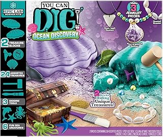Epic Lab Dig Ocean Discovery Treasure Kit Craft Activity, 30 Assorted Treasures, Tools Included