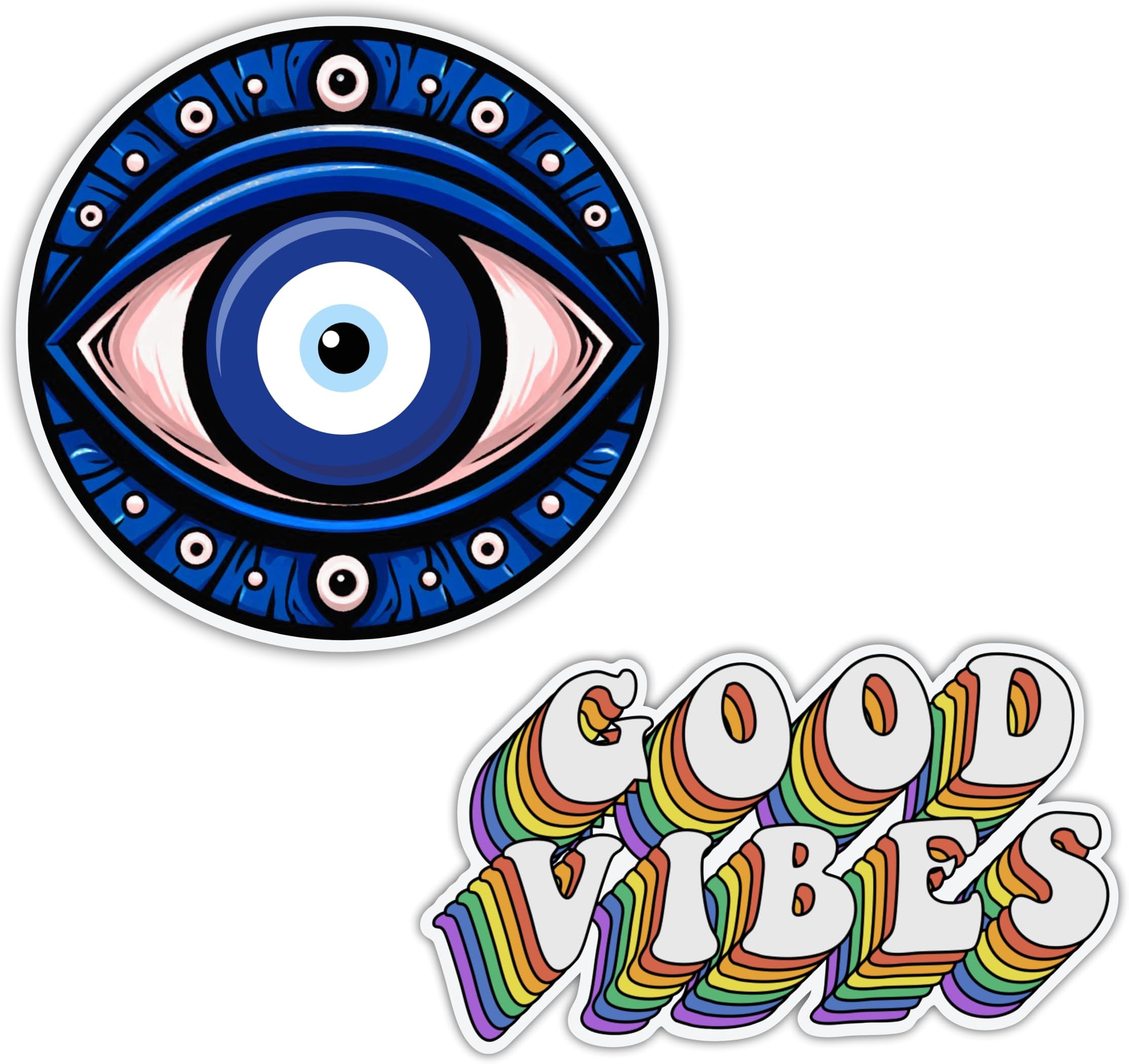 magneverse Good Vibes Only & Evil Eye Fridge Magnet Set - Premium Acrylic Magnets for Kitchen & Home Decor (Set of 2 Good Vibes & Evil Eye Magnet for Fridge)