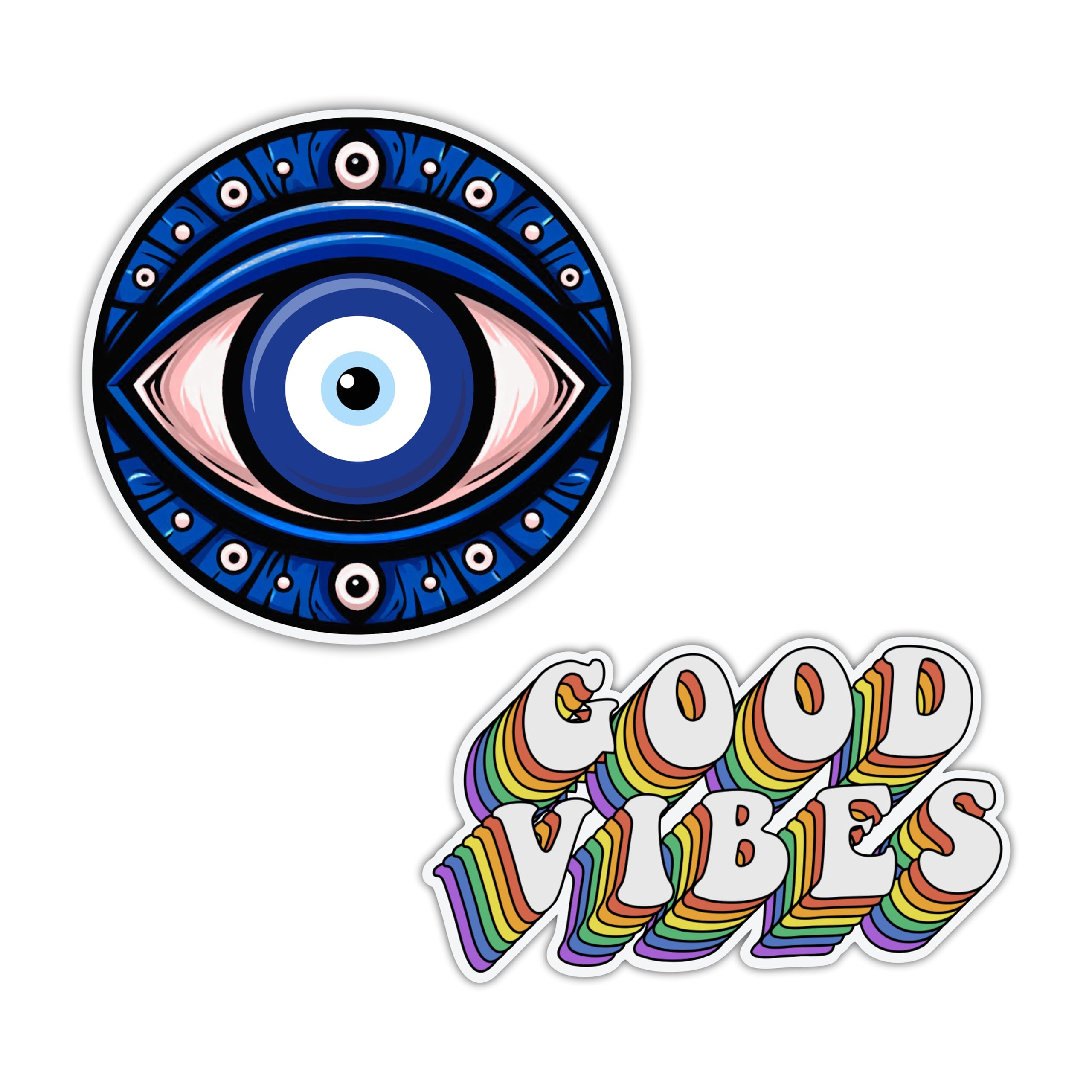 Evil Eye & Good Vibes Fridge Magnet Set, Premium Acrylic Fridge Magnets for Kitchen & Home Decor (Set of 2 Magnets)