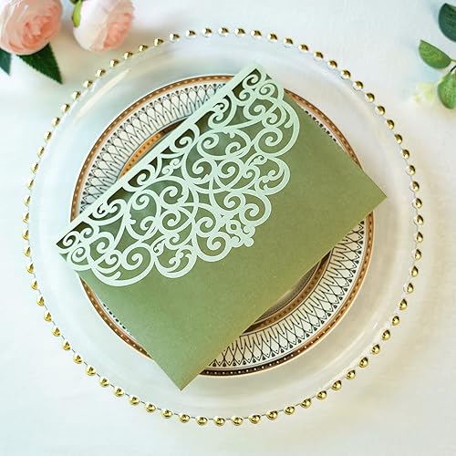 Vista 62 de ponatia 5.12 x 7.2 Invitaciones de boda de corte láser con purpurina negra, bolsillos de invitación triples cortados con láser con sobres