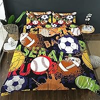 Vista 1 de AILONEN Juego de ropa de cama de fútbol para adolescentes, juego de funda de edredón deportiva, juego de ropa de cama con temática de baloncesto