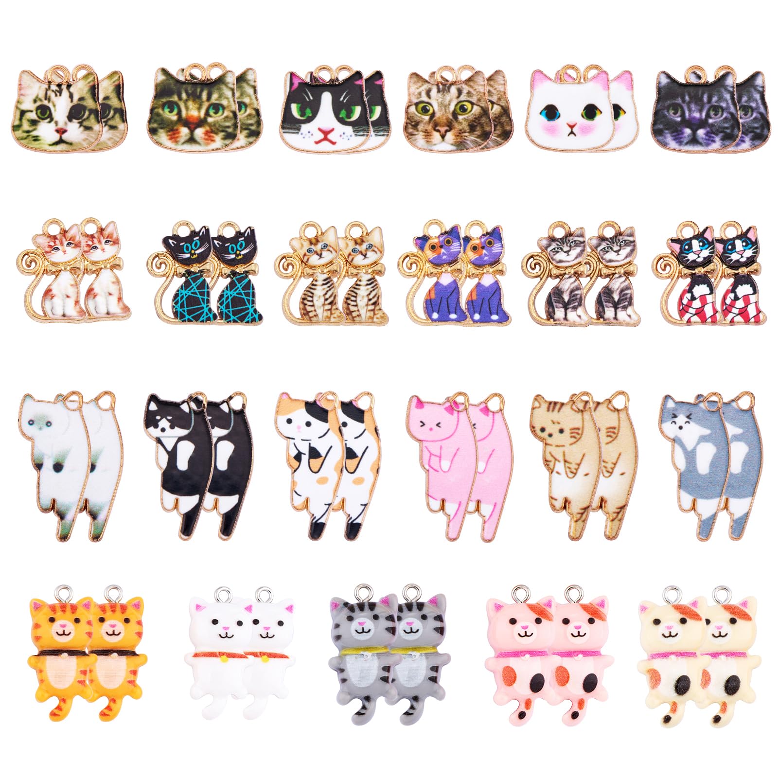 LEGENTLISUR 46Pcs Animal Enamel Charms for Jewellery Making Bulk Alloy Cat Pendant Charms for Bracelet Necklace Keychain DIY Craft Supplies