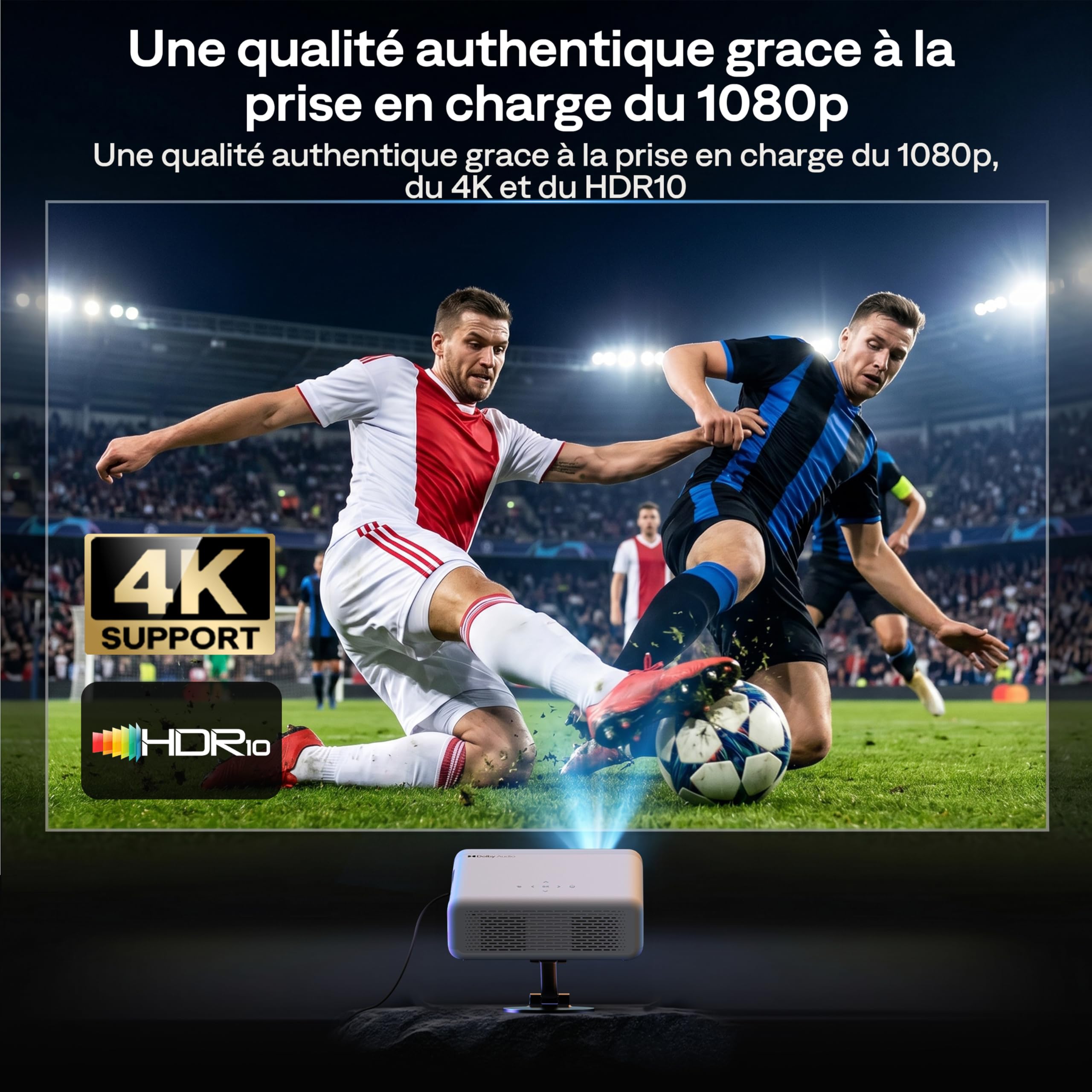 Aurzen EAZZE D1 GTV Vidéoprojecteur avec Google TV, 4K Supportée, avec WiFi et Bluetooth, Netflix sous Licence Officielle, Auto Focus & Keystone, DoIby Audio, Zoom, Native 1080P (Blanc)