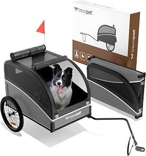 Hundeanhänger für Fahrrad – Faltbarer Hundefahrradanhänger mit Kupplung & Reflektoren – Fahrradanhänger Hunde bis 40kg – Wasserdicht – Kompatibel mit E-Bikes – Schwarz
