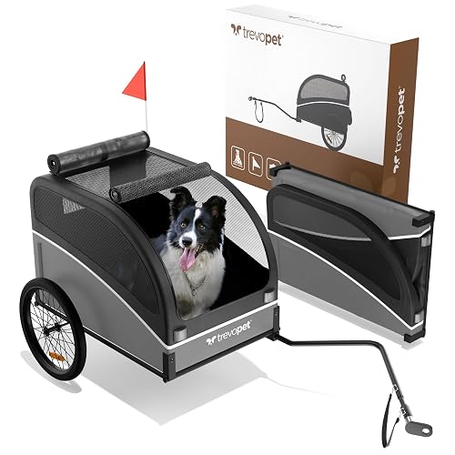 Trevopet® Remolque para Perros - Carrito Plegable hasta 40 kg con Enganche y Reflectores - Resistente al Agua