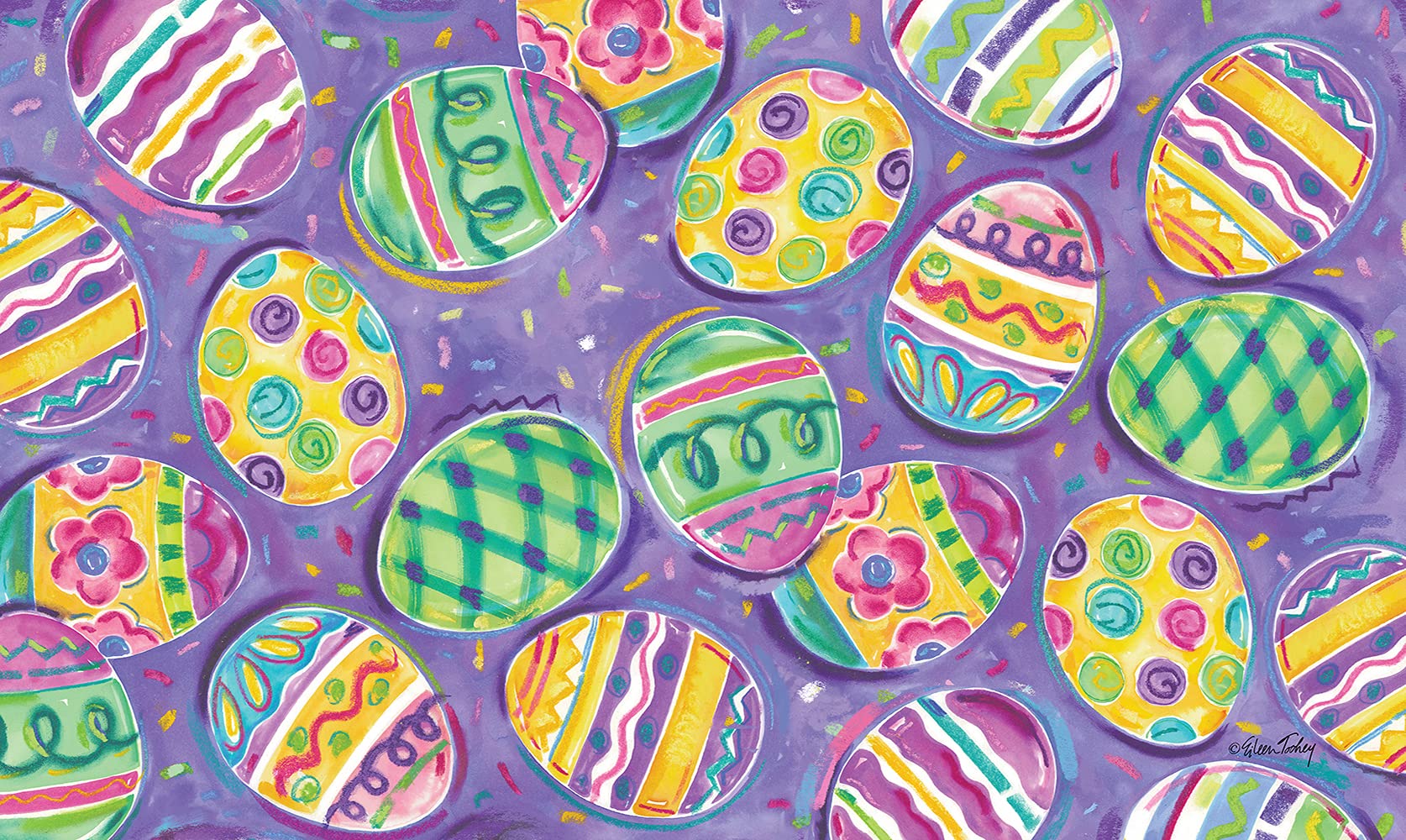 Toland Home Garden 800199 Egg Toss Spring Door Mat 18x30 Inch Easter Outdoor Doormat for Entryway Indoor Entrance