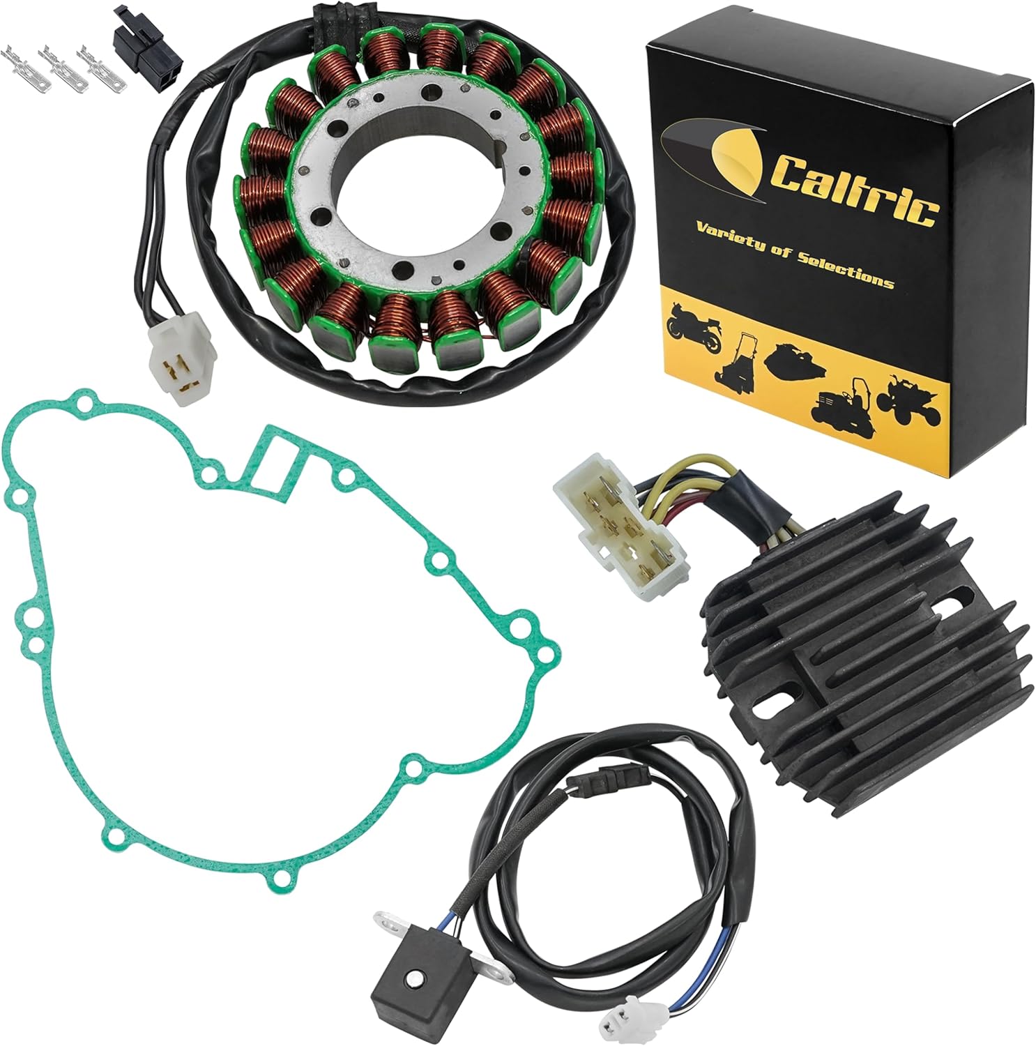 Caltric Stator & Regulator & Gasket Compatible with Kawasaki Bayou 400 4X4 Klf400 Kl-F400 1993-1995