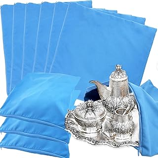 6 Pack Silver Storage Bags Zippered Anti Tarnish Jewelry Storage Bags Silver Protector Bags Fabric Silver Protection Bags for Silverware Silver Jewelry