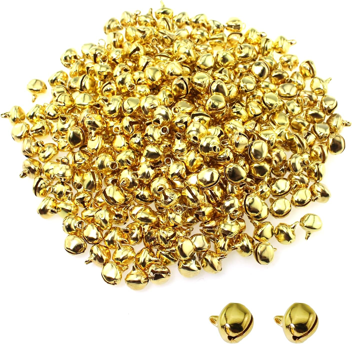 Maxmoral 200PCS 1/2 Inch Solid Gold Metal Decorative Bell DIY Crafts Crafting Christmas Decorations Suitable for Jewellery Pendants Wall Mounted Gift Packaging Garlands