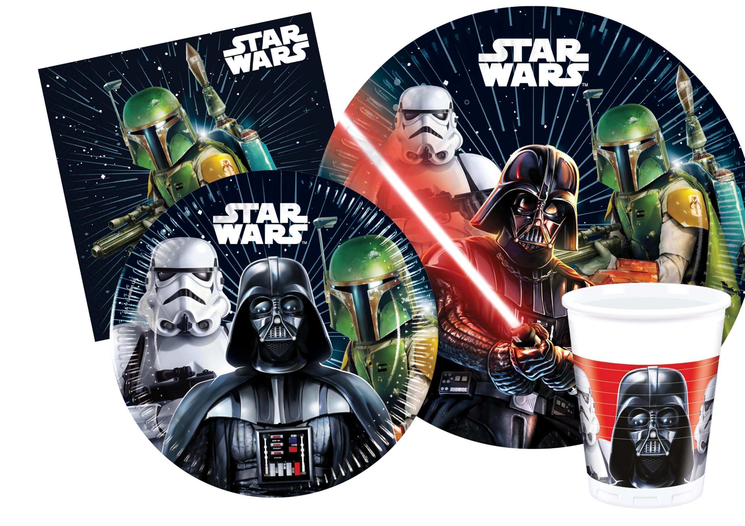 Ciao Partygeschirr Set Star Wars Final Battle – Für 24 Personen, 112 Teile (Teller, Becher, Servietten)