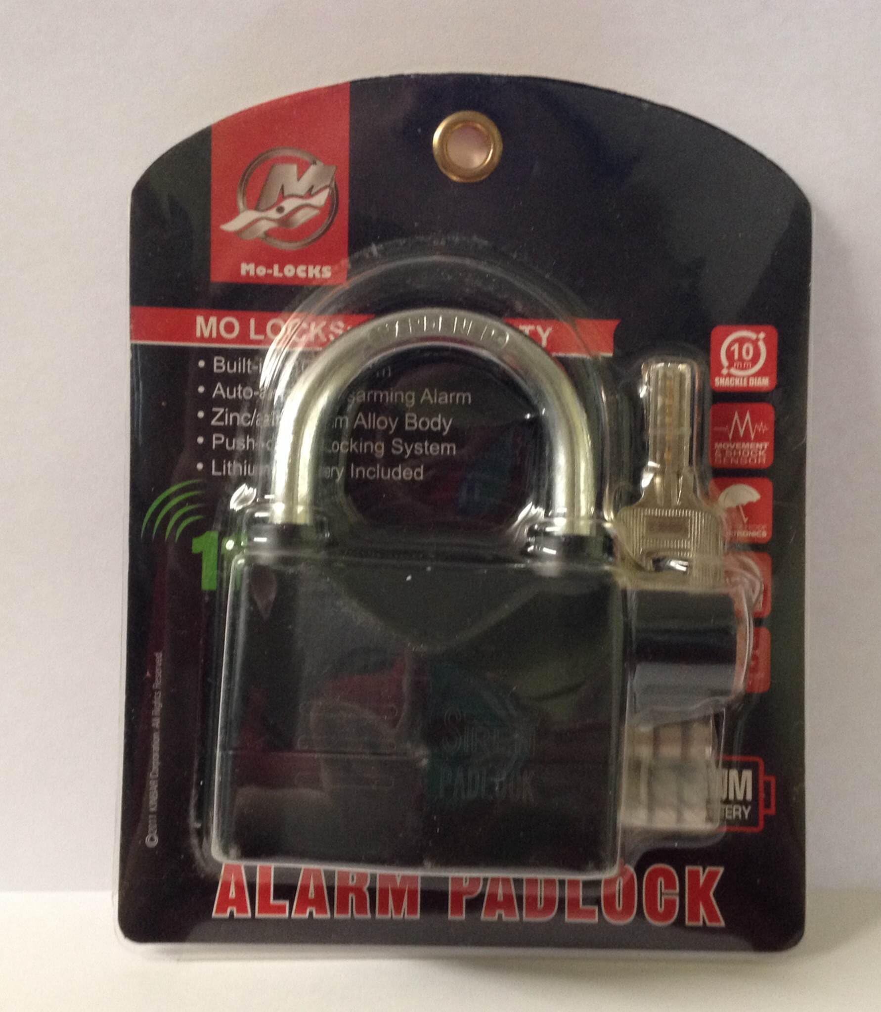 Mo Locks Siren Alarm Anti-Theft Padlock Security System Black