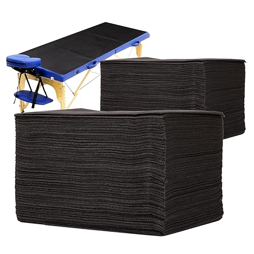 100 sábanas desechables, sábanas de mesa de masaje desechables negras, fundas de cama desechables para spa, cera de pestañas, sala de tatuajes, tela