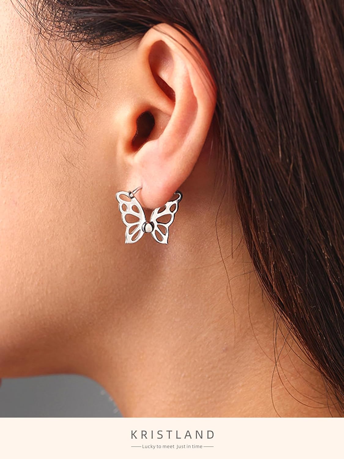 S925 Sterling Silver Hollow Butterfly Hoop Earrings for Women Simple Style Open Earrings for Women Birthday Gift - Image 2