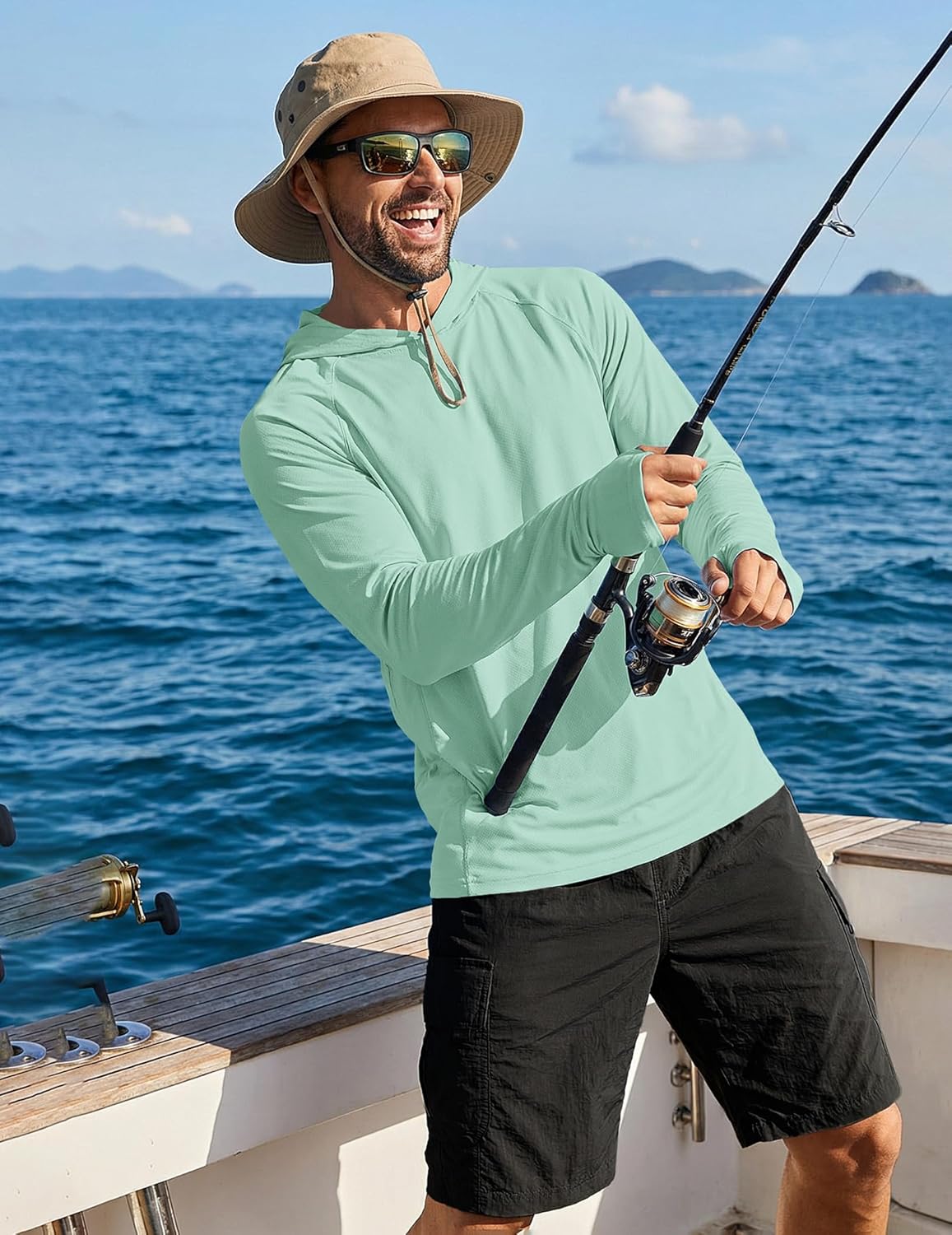 COOFANDY Mens UPF 50+ Hoodie Shirts Long Sleeve Rash Guard Sun Protection Fishing Shirts Lightweight Quick Dry Hoodies - Image 2