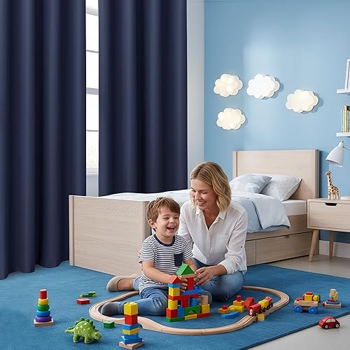 Miniatura 7 de BONZER Cortinas 100% opacas, 4 paneles, cortinas de ventana con bloqueo de luz con aislamiento térmico, cortina de oscurecimiento total de