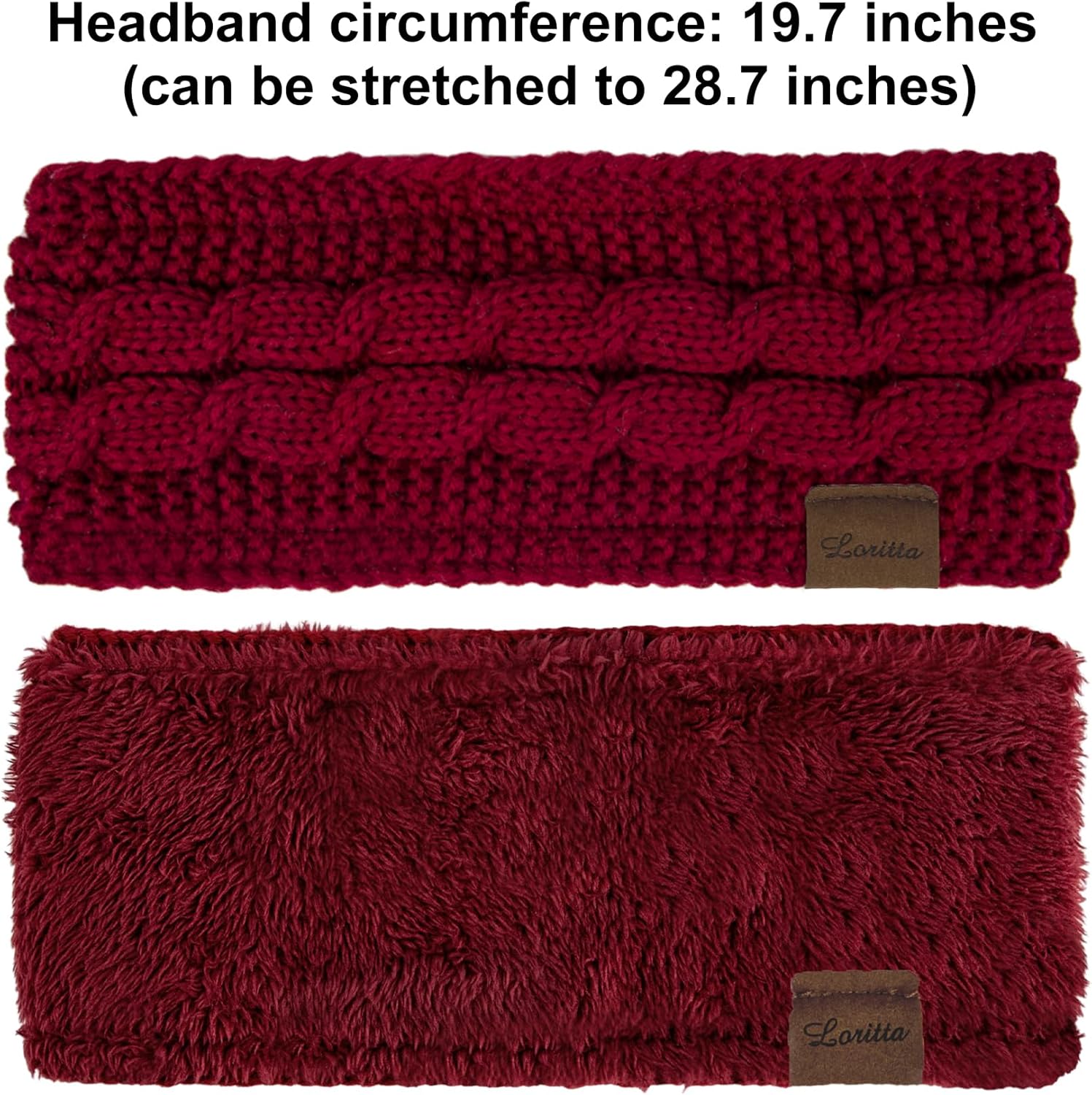 Loritta Womens Ear Warmers Headbands Winter Warm Fuzzy Cable Knit Head Wrap Fleece Lined Gifts - Image 3