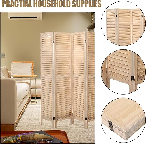 Miniatura 3 de ECOMEX Divisor de habitación de madera de 6 pies, divisor de habitación y divisor de ambientes plegables, pantallas de privacidad plegables,
