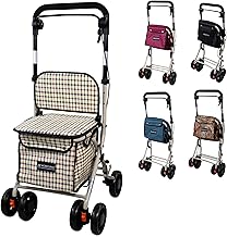 Mobiclinic®, Folding Walker, Shopping Trolley with Seat, Colosseum, Single Lever, Steel, Large Basket, Backrest and Padding, Braking System, 360º Wheels, Squares