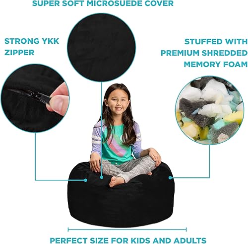 Miniatura 6 de Saco de sofá  Puff de felpa ultra suave para niños, con espuma viscoelástica y funda de micro-gamuza, mueble rellenos de espuma y accesorios para